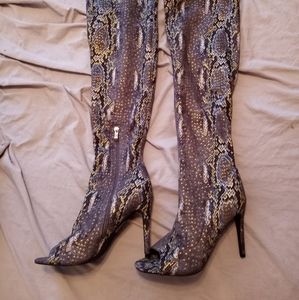 Thigh high boots open toes